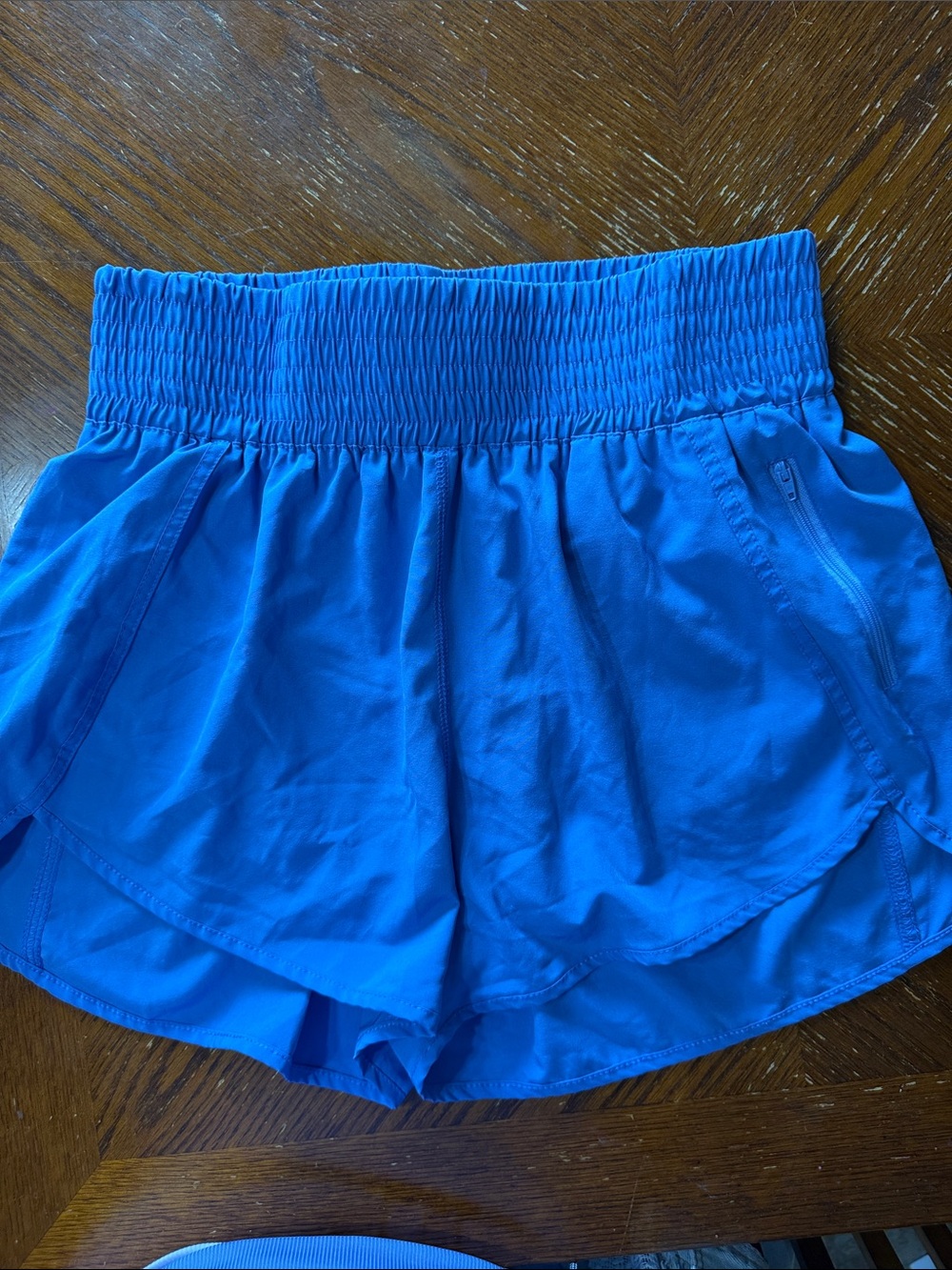 Blue Women's Athletic Shorts - Smocked Waist Size L